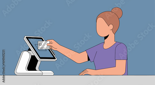 Contactless Payment Transaction at a Modern Point of Sale System: Seamless Digital Payment Experience Through Innovative Technology, Emphasizing Convenience and Efficiency for Shoppers and Businesses