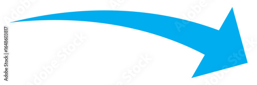 Blue curved arrow icon on white background. Stylish blue arrow vector.  Arrow icon for web site. Arrow indicated the direction symbol vector. Curved arrow sign icon. Curved arrows vector.  