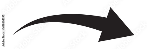 Black curve arrow icon on white background. Stylish black arrow vector. Arrow icon for web site, logo, app. Arrow indicated the direction symbol vector. Curved arrow sign icon. EPS 10.