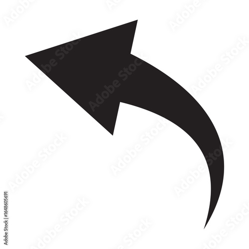 Black curve arrow icon on white background. Stylish black arrow vector. Arrow icon for web site, logo, app. Arrow indicated the direction symbol vector. Curved arrow sign icon.