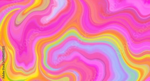 Vibrant swirls of pink yellow blue and green abstract background