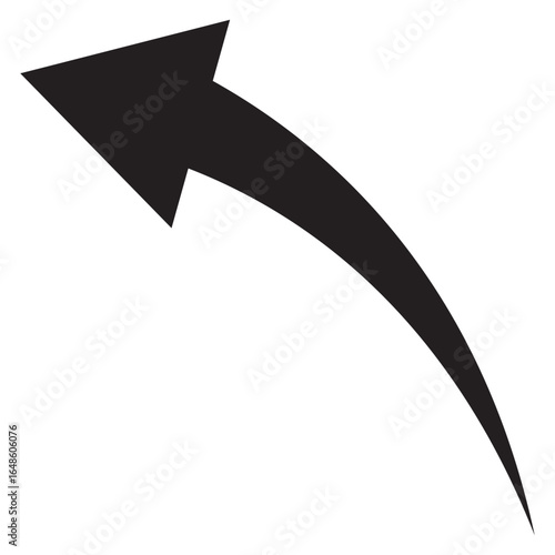 Black curve arrow icon on white background. Stylish black arrow vector. Arrow icon for web site, logo, app. Arrow indicated the direction symbol vector. Curved arrow sign icon.
