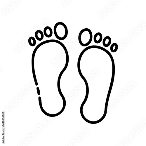 Footprints icon illustration depicting two feet in simple outline  
