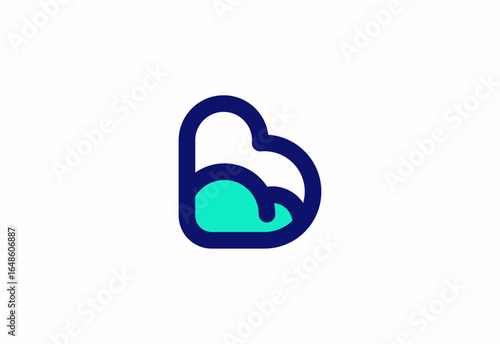 Logo B cloud database, networking and technology concept