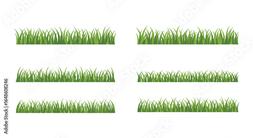 Set of Green Grass Illustrations for Springtime Designs and Natural Elements