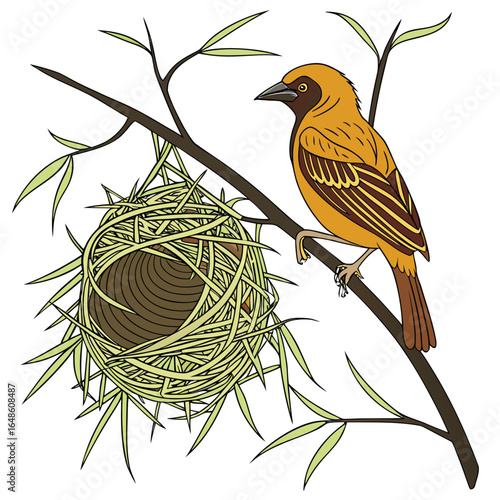 Weaverbird White Background