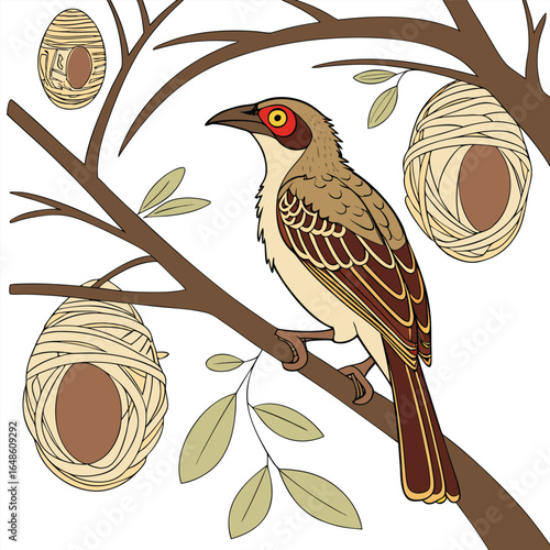 Weaverbird White Background