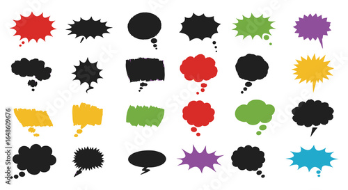 Collection of Diverse Speech Bubble Shapes and Colors for Creative Communication
