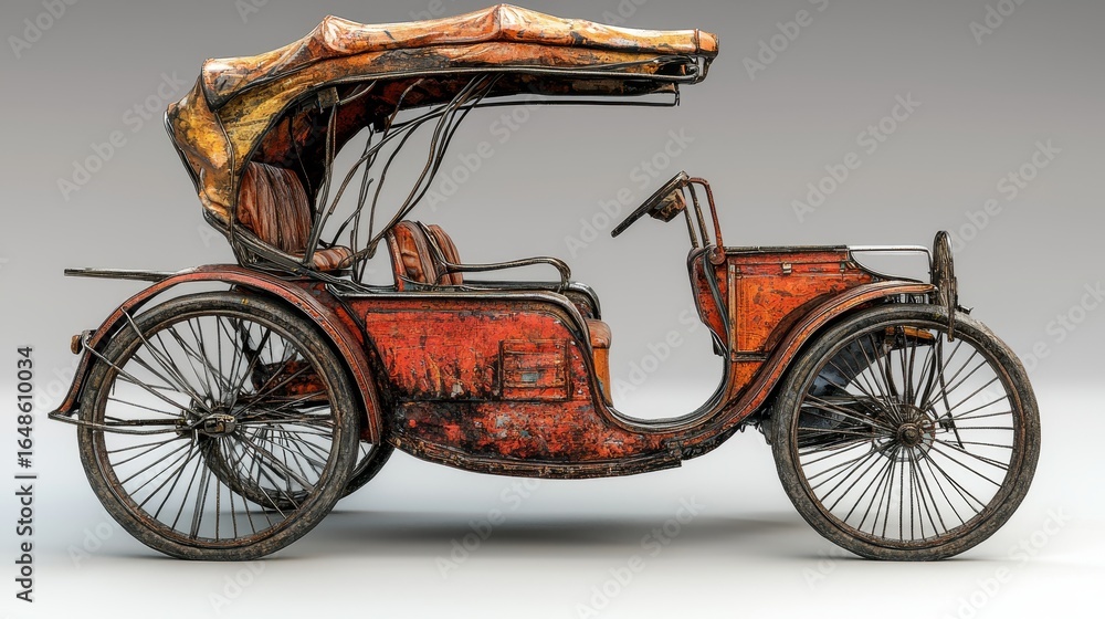 Fototapeta premium Vintage Horse Drawn Carriage Wireframe Render