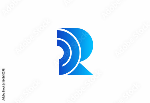 Logo R for radio broadcasting with signal 