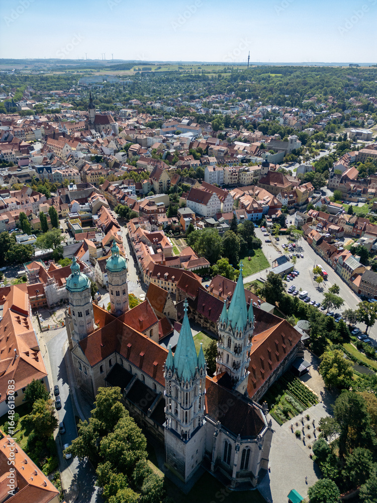 Obraz premium aerial view of the old town naumburg with dome in saxony anhalt, germany vertical