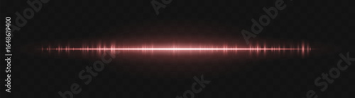 Soundwave. Thin light stripe with soft glow and frequency rhythm on transparent background. Ideal for voice, audio, pulse, signal or waveform interface.