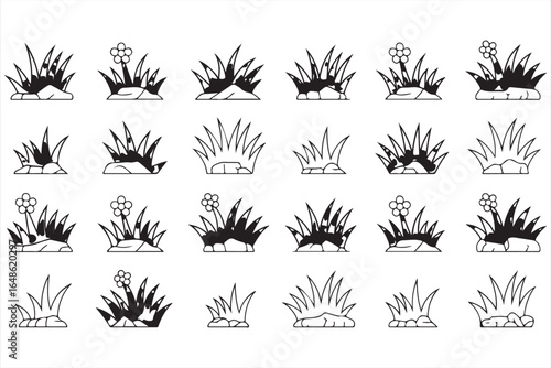 Black and White Flora Icons for Outdoor, Landscaping, and Environmental Use
