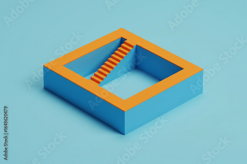 Impossible Staircase Optical Illusion Geometric Minimalist Penrose Square