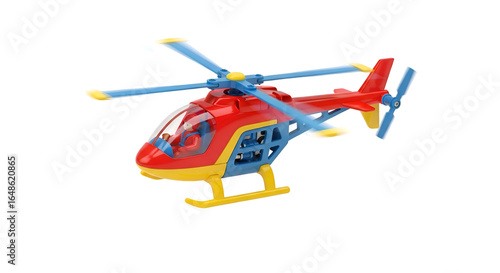 Toy Helicopter Flies on Transparent Background, Colorful Helicopter Toy for Kids, Isolated