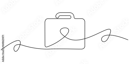 Briefcase  icon  continuous one line drawing  outline vector illustration. 