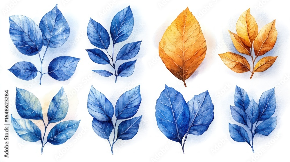 Fototapeta premium Watercolor Autumn Leaves