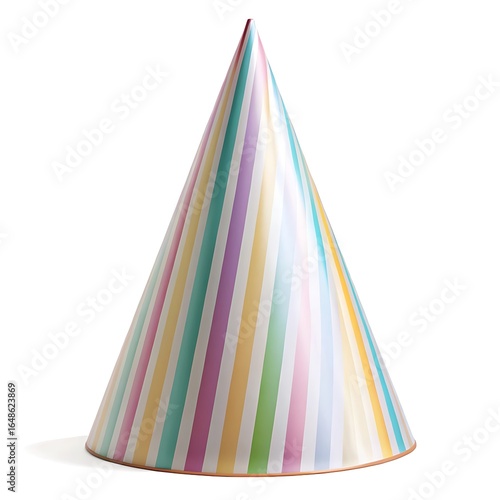 Pastel Striped Party Hat isolated on white background