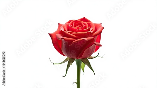 Close-up view of a single vibrant red rose.