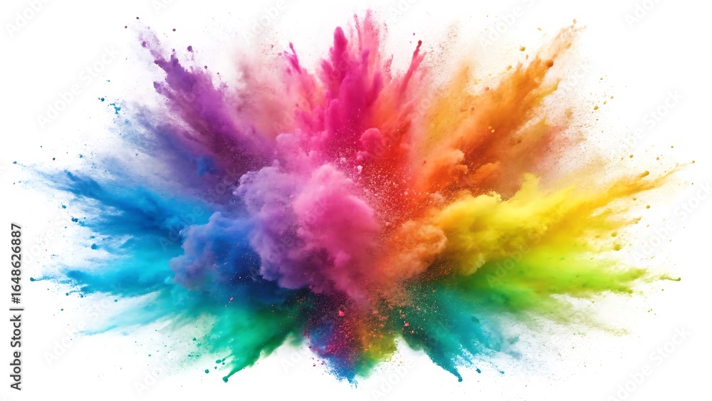 Fototapeta premium white and Pastel Rainbow Powder Explosion isolated on white background
