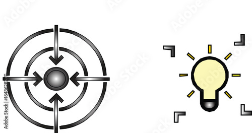 Minimalist vector target symbol with arrow representing precision, accuracy, focus, goal setting, Vector illustration.