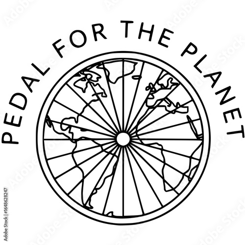 Pedal for the Planet Icon: A symbolic icon conveys a message of environmental consciousness, showcasing a globe encircled by the words Pedal for the Planet.