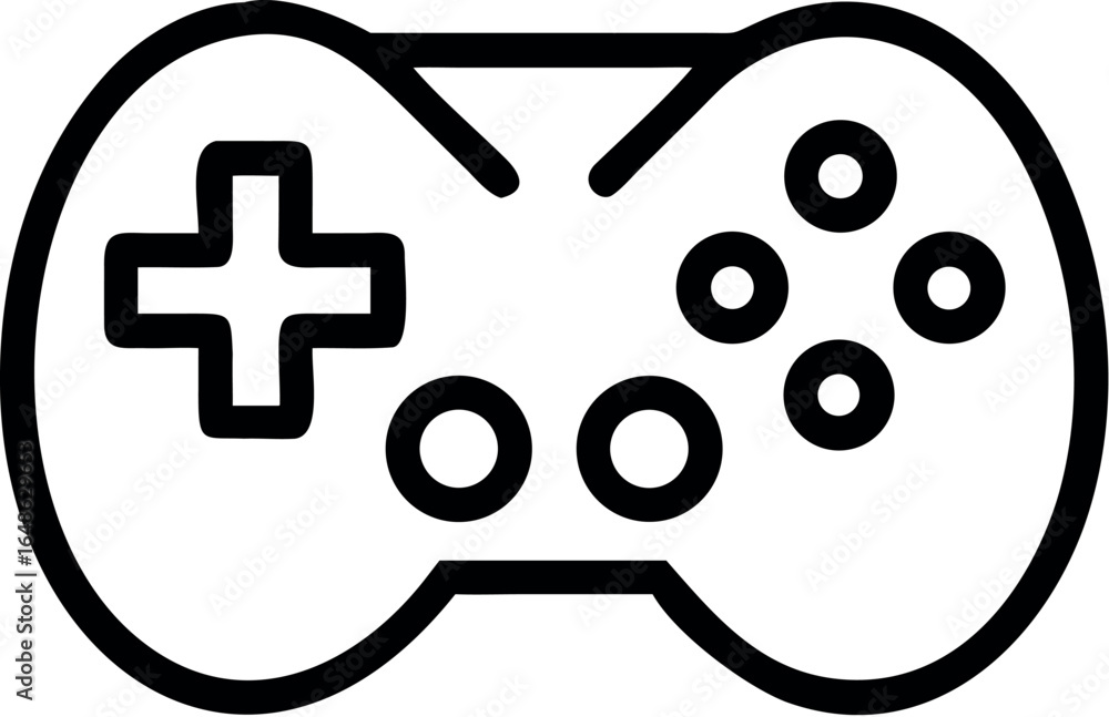 Classic videogame / video game arcade controller or retro gamepad line art vector icon Classic videogame / video game arcade controller or retro gamepad line art vector icon