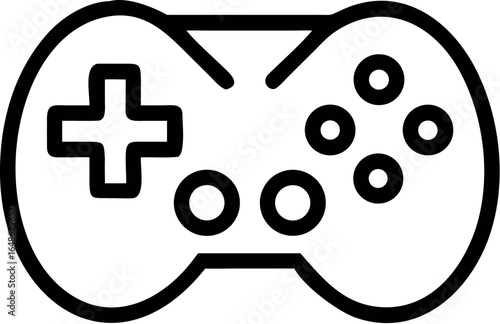 Classic videogame / video game arcade controller or retro gamepad line art vector icon