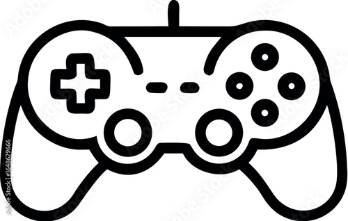 Classic videogame / video game arcade controller or retro gamepad line art vector icon