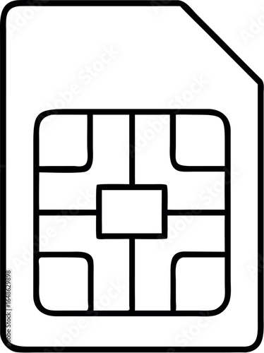 SIM card or subscriber identity / identification module chip line art vector icon
