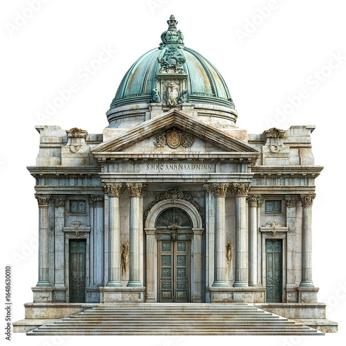 3d front view illustration of the Palacio San Martín Argentina monument isolated on a white background