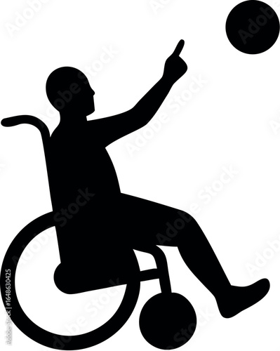 Wheelchair athlete playing basketball with layup flat vector icon 