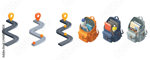 isometric set of construction tools drills and heavy equipment
