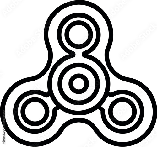 Black fidget spinner toy silhouette icon vector