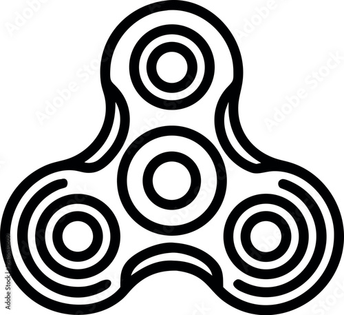 Black fidget spinner toy silhouette icon vector
