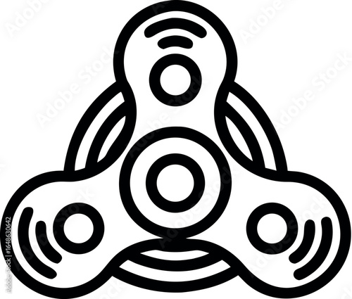 Black fidget spinner toy silhouette icon vector