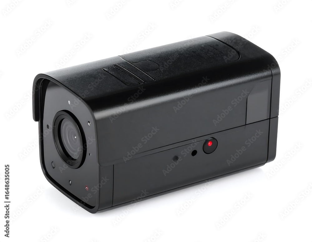 Fototapeta premium Black security camera on white background (1)