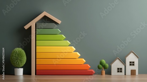 Energy efficiency rating diagram for eco friendly home renovation