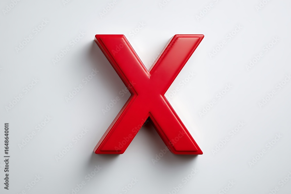 Obraz premium Vivid red X mark presented on a white background