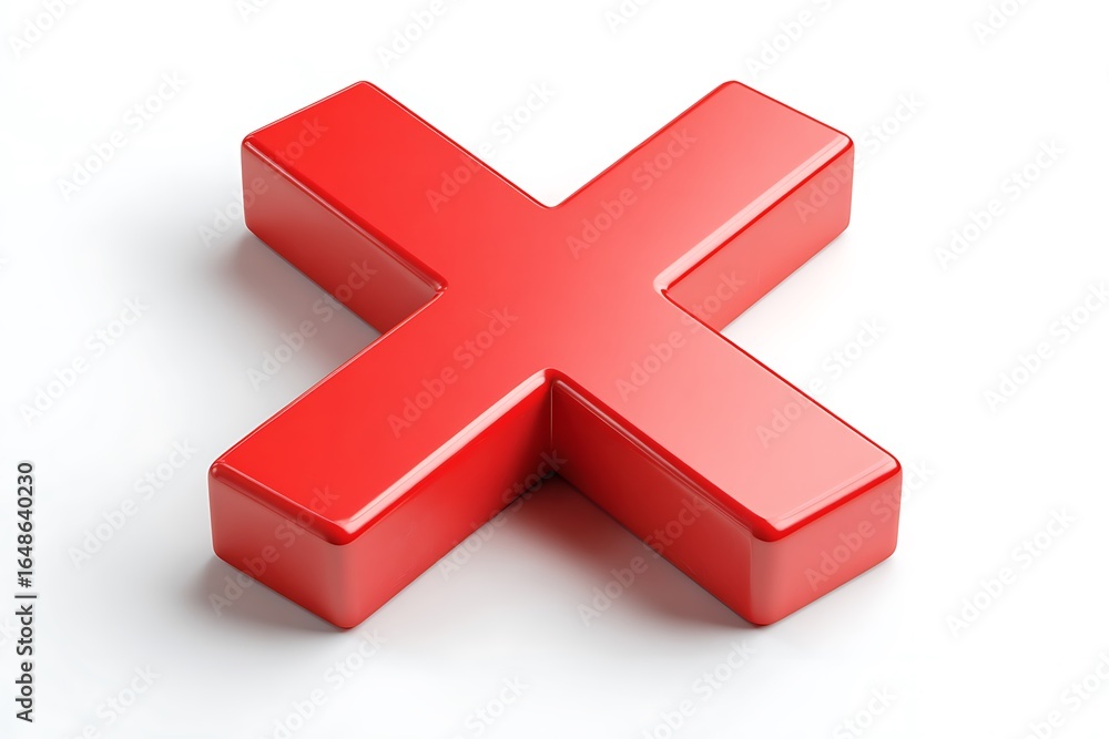 Obraz premium Clear red X mark visible on a white backdrop 