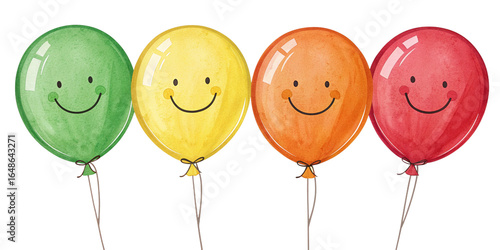 colorful balloons, smilie ballons on white background