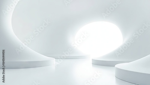 Abstract architectural interior design with smooth surfaces.