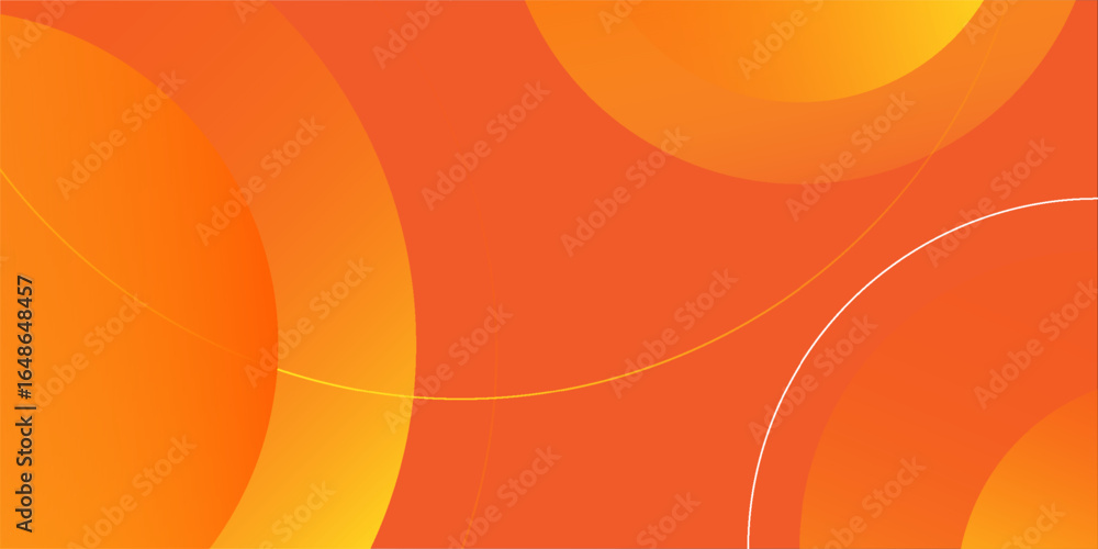 Vibrant orange and yellow background with abstract circular patterns. The background is smooth and bright with white and orange line. Simple presentation