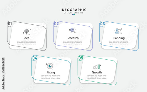 Timeline Creator infographic template. 5 Step timeline journey, calendar Flat simple infographics design template. presentation graph. Business concept with 5 options, gantt vector illustration.