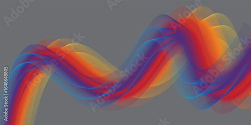 3d crystal liquid wave with refraction and holographic effect isolated on dark background. Render transparent glass ribbon, fluid splash with rainbow gradient flying in motion. 3d vector figure