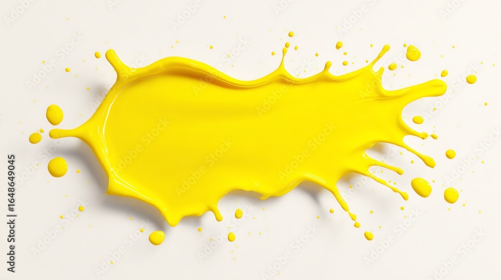 Fototapeta premium Vibrant Yellow Paint Splash on White Background Creates a Dynamic Effect
