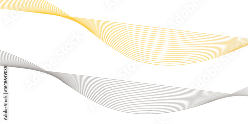 Simple golden and silver wave. Abstract vector wave stream.