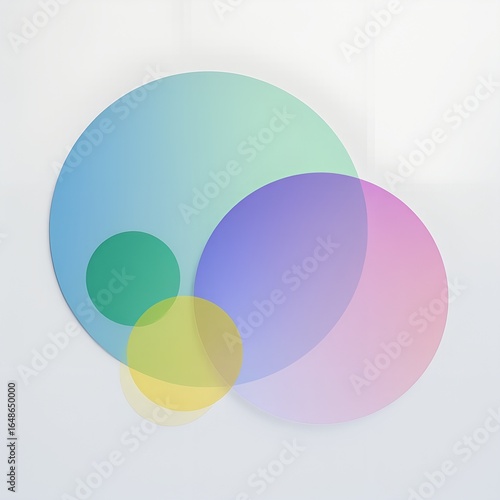 Abstract composition of overlapping colorful circles with soft gradients and transparency