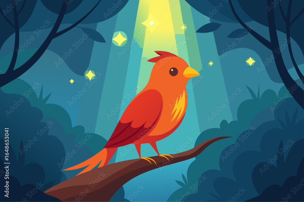 Fototapeta premium beautiful bird setting on a tree branch