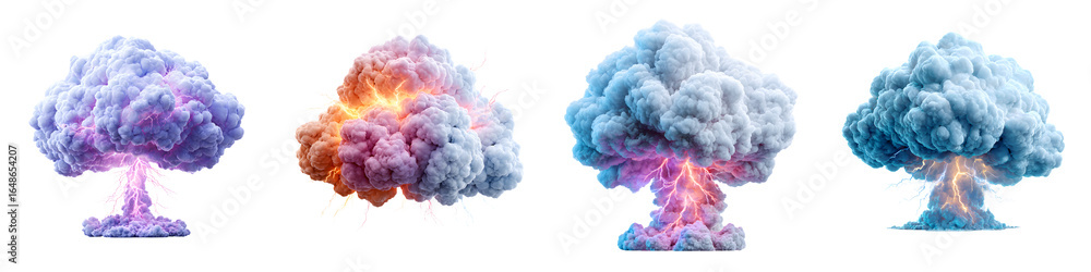 Colorful Smoke Explosion Set: Fantasy, Magic and Abstract Background Colorful Smoke Explosion Set: Fantasy, Magic and Abstract Background